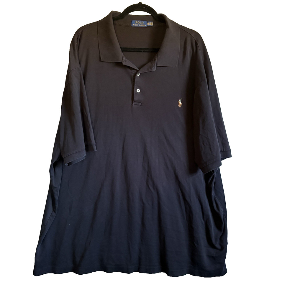 Ralph Lauren Polo 4XLT Big & Tall VTG Black Shirt Short Sleeve 100% Cotton